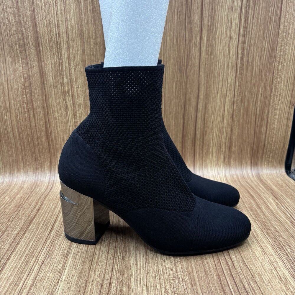 Robert Clergerie‎ Keane Black Stretch Sock Booties EU 40/9.5 Mirrored Heel